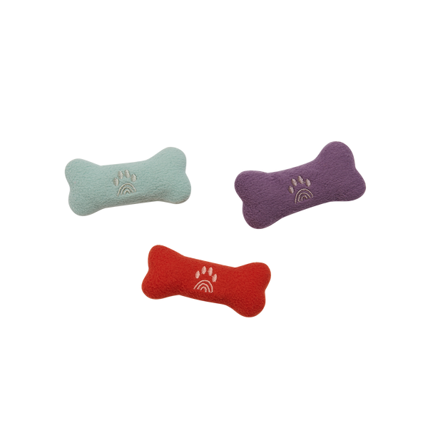 Olli Ella Dinkum Dog Bones Fiesta Colour way - Purple, Aqua and Red Bones