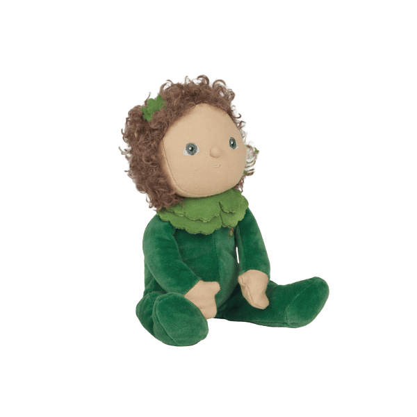 Gene Greens, the charming limited-edition collectable green plush toy. A posable plush doll with gentle weighting inside, dressed in a soft, non-removable velvet onesie. Collect all Happy Harvest friends.