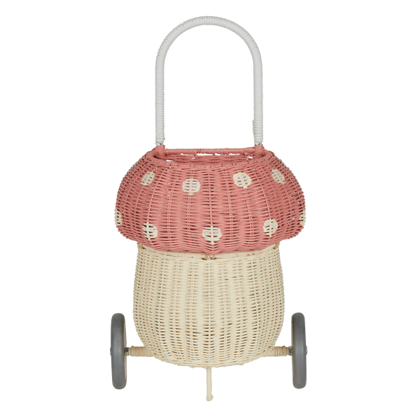 Olli Ella Rattan Mushroom Luggy - musk and white coloured