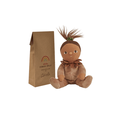 An adorable acorn plush doll from the Dinky Dinkums Forest Friends collection, perfect for snuggling and imaginative play. Collectable, soft and cuddly woodland toy, ideal bedtime companion for toddlers.