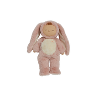 Soft and cuddly pink bunny plush doll with floppy ears. Posable and gently weighted for a calming presence. This bunny soft toy is the ideal companion from birth.