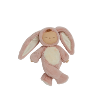 Super soft pink bunny plush doll, perfect from birth to all ages. This bunny soft toy is perfectly weighted and posable, making it the perfect addition to any toy collection.