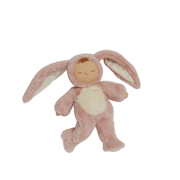 Super soft pink bunny plush doll, perfect from birth to all ages. This bunny soft toy is perfectly weighted and posable, making it the perfect addition to any toy collection.