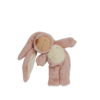 Soft and cuddly pink bunny plush doll with floppy ears. Posable and gently weighted for a calming presence. This bunny soft toy is the ideal companion from birth.