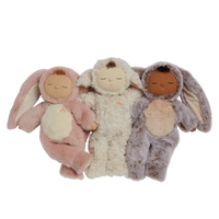 Super soft pink bunny plush doll, perfect from birth to all ages. This bunny soft toy is perfectly weighted and posable, making it the perfect addition to any toy collection.