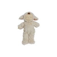 Soft and cuddly ivory lamb plush doll. Posable and gently weighted for a calming presence. This lamb soft toy is the ideal companion from birth.