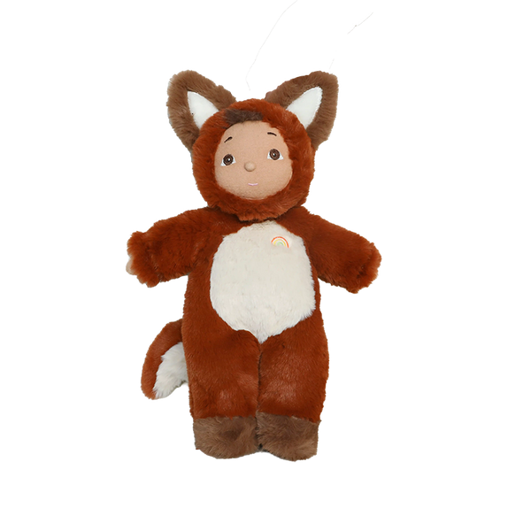 Plush toy with a fox design on a white background