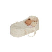 This adorable flower printed doll carry cot features comfortable handles and a snug design, great for kids to transport their dolls and toys. Perfect doll accessory, plush doll bed for toddlers imaginative parent play.