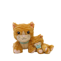 Plush cat toy with a smaller plush cat inside on a white background