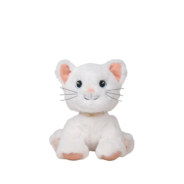 White plush cat toy on a white background