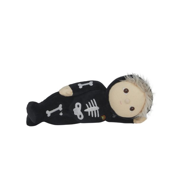 Plush toy resembling a skeleton with a white background