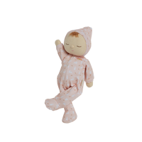 An adorable pink bunny printed plush doll, perfect for snuggling and imaginative play. Soft and cuddly doll, ideal companion from birth.
