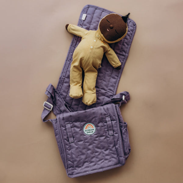 Olli Ella purple Doll changing mat and bag for kids imaginative play.