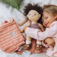 Olli Ella pink Doll changing mat and bag for kids imaginative play. Play with our posable dinkum dolls for inclusive all ages play time.