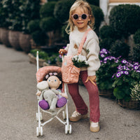 Olli Ella rose pink Doll changing mat and bag for kids imaginative play. Play with our matching sollie doll pram for outdoor doll play.