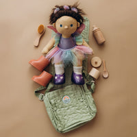 Olli Ella sage green Doll changing mat and bag for kids imaginative play. Play with our posable dinkum doll  for hours of magic play.