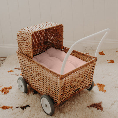 Seashell Pink Cotton Strolley Mattress - Comfortable, organic cotton mattress designed for Olli Ella doll stroller. Perfect for baby dolls or soft toys.