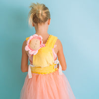 The perfect flower toy for kids who love imaginative play and transporting their dolls in style! Our yellow petal doll carrier is made for parent play for your kid and their favourite dolls and toys.
