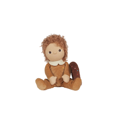 Darcy Donut, our chocolate donut mini plush toy. Collectable, Soft and cuddly, and snuggled in a non-removable velvet onesie, Darcy Donut is a must have in your toy collection.
