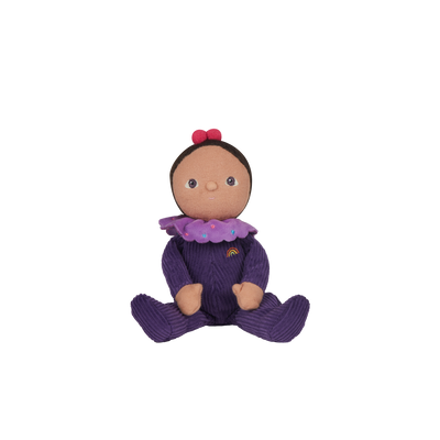 Freye Fondant, our purple corduroy mini plush toy. Collectable, Soft and cuddly, and snuggled in a non-removable velvet onesie, Freye Fondant is a must have in your toy collection.