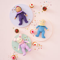 Freye Fondant, our purple corduroy mini plush toy. Collectable, Soft and cuddly, and snuggled in a non-removable velvet onesie, Freye Fondant is a must have in your toy collection.