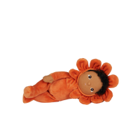 Olli Ella Blossom Buds Dinky Dinkum Poppy orange flower doll laying down