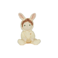 A soft, cuddly plush bunny toy with a yellow-colored coat, perfect for small hands and imaginative play. Perfectly weighted and collectable easter-themed plush toy.