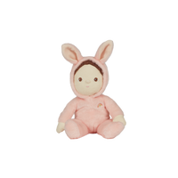 A soft, cuddly plush bunny toy with a pink-colored coat, perfect for small hands and imaginative play. Perfectly weighted and collectable easter-themed plush toy.