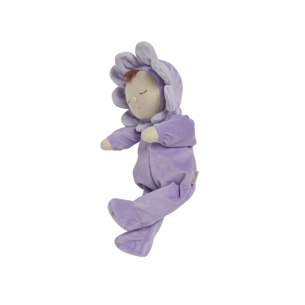 Adorable Dozy Dinkums plush flower doll in Pickle Lavender. Soft and cuddly, perfect for play and snuggling. Made from high-quality, safe materials.