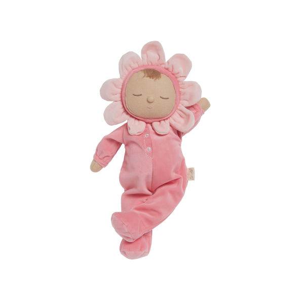 Charming Twinkle Fuchsia Dozy Dinkums plush flower doll by Olli Ella. Ideal for imaginative play and comfort, crafted from durable, child-friendly fabrics.