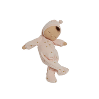 Beautiful pink plush doll, posable and perfectly weighted for calm. The Lullaby Luna includes a pompom on their bonnet that plays a sleepy tune when pulled. This doll is suitable from birth.