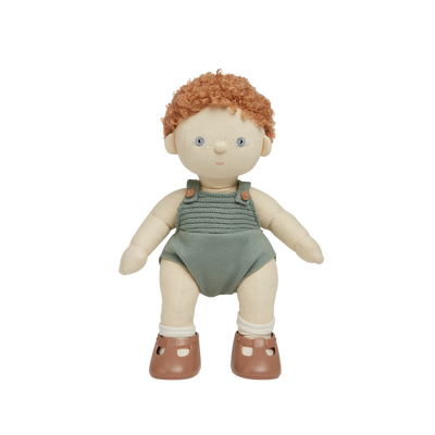 Ginger haired, posable doll for kids. Snuggle them, dress them up and style their hair. Each Doll comes with its own removable gender-neutral outfit, socks, nappy, and shoes, perfect for interactive doll play.