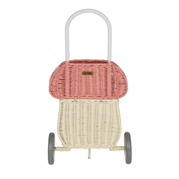 Olli Ella Rattan Mushroom Luggy - musk and white coloured