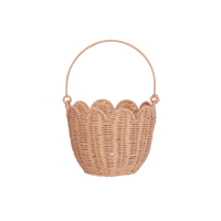 Pink rattan carry basket, perfect for market mornings, nurseries and playspaces. Designed to carry in and out of the home, fill with essentials, toys, dolls, flowers and everything in between.