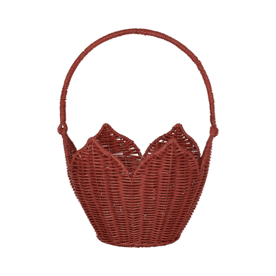 Rattan Poinsettia Carry Basket - Red