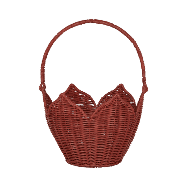 Rattan Poinsettia Carry Basket - Red