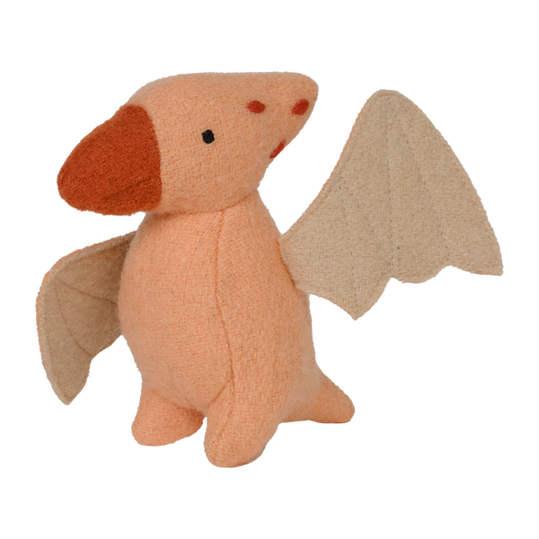 Set of plush felted dinosaur toys for kids. Set of prehistoric small dinosaur toys featuring Pterodactyl, T-Rex and Ankylosaurus.